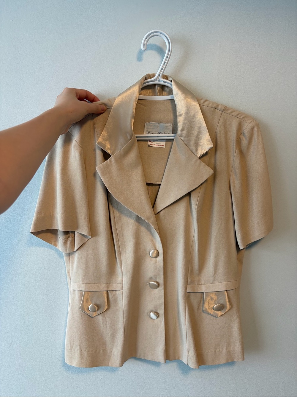 Women’s Short Sleeve Satin Trim Blazer Shirt